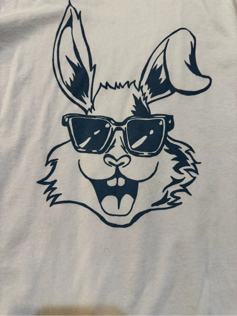 The Children's Place Light Blue Tee with Navy Bunny Sketch
